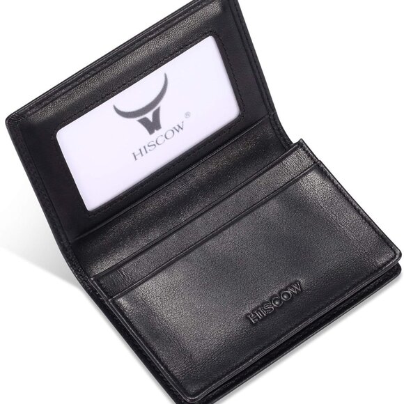 Leather Business Card Case Holder for Men & Women, Italian Calfskin